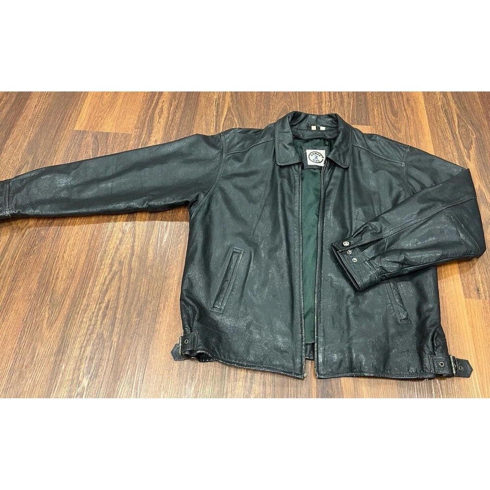 Vintage Great Seal‎ Of The State Of Oklahoma Mens Black Leather Satin Jacket XL